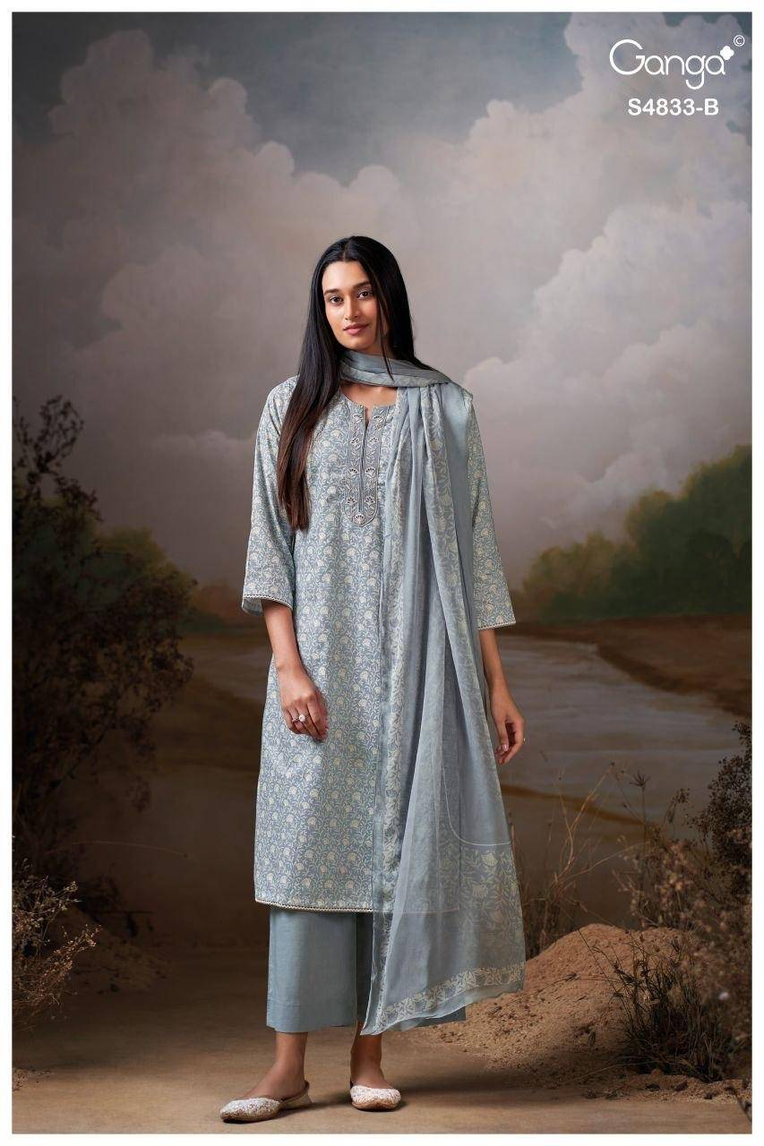 ILYNDRA 4833 By GANGA 4833A To 4833D Series Beautiful Festive Suits Colorful Stylish Fancy Casual Wear PREMIUM COTTON Dresses At Wholesale Price